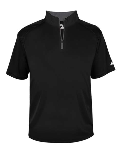 Badger Men's B-Core Short Sleeve Quarter-Zip 4199 - Black/ Graphite