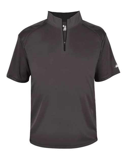 Badger Men's B-Core Short Sleeve Quarter-Zip 4199 - Graphite/ Black