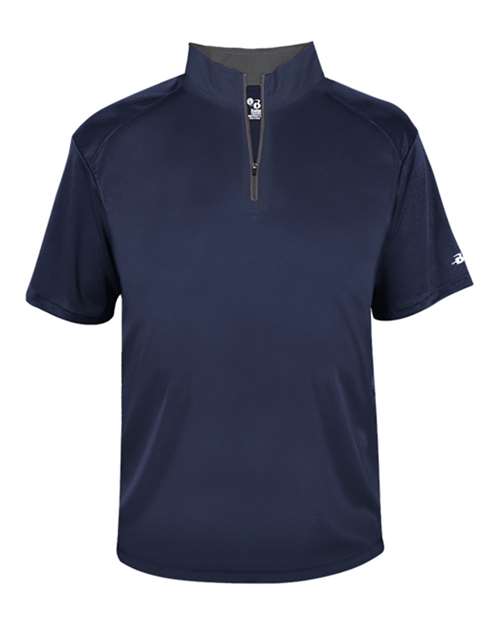 Badger Men's B-Core Short Sleeve Quarter-Zip 4199 - Navy/ Graphite