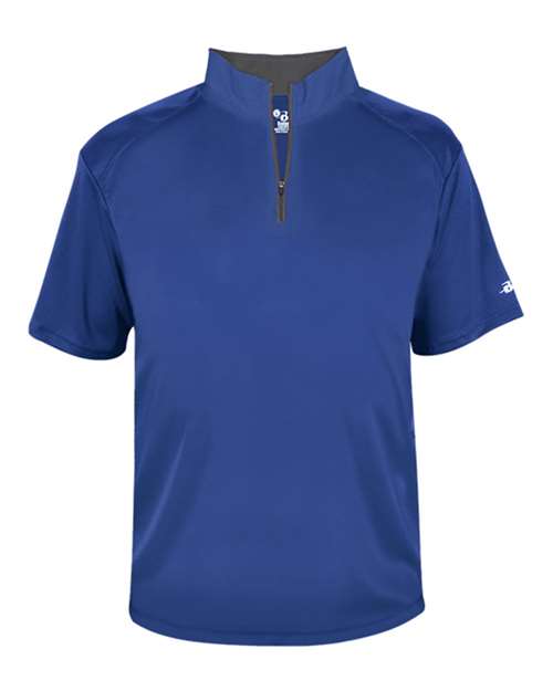 Badger Men's B-Core Short Sleeve Quarter-Zip 4199 - Royal/ Graphite