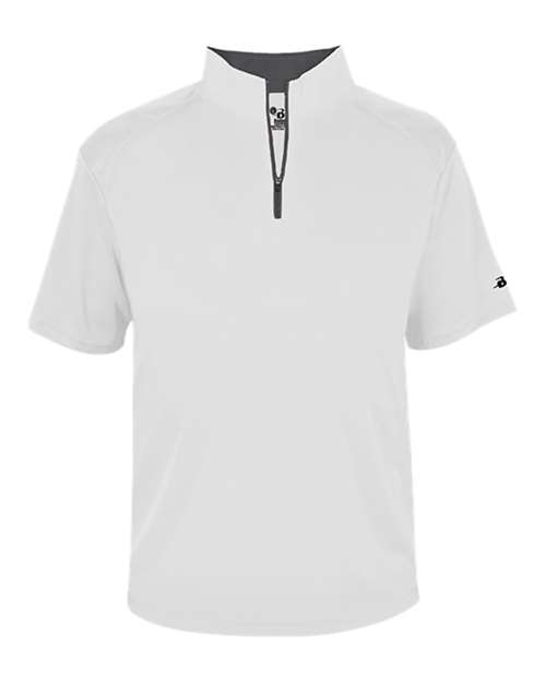 Badger Men's B-Core Short Sleeve Quarter-Zip 4199 - White/ Graphite