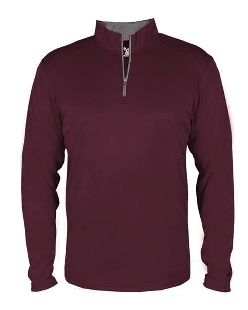 Badger Men's B-Core Quarter-Zip Pullover 4102 - Maroon/ Graphite