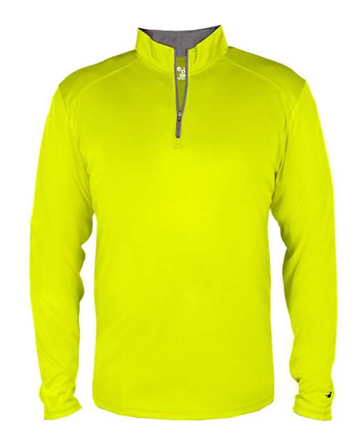 Badger Men's B-Core Quarter-Zip Pullover 4102 - Safety Yellow Green/ Graphite