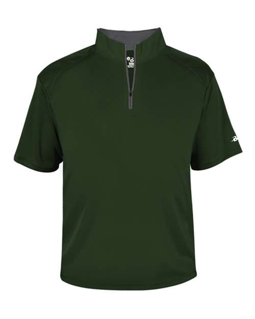 Badger Men's B-Core Short Sleeve Quarter-Zip 4199 - Forest/ Graphite