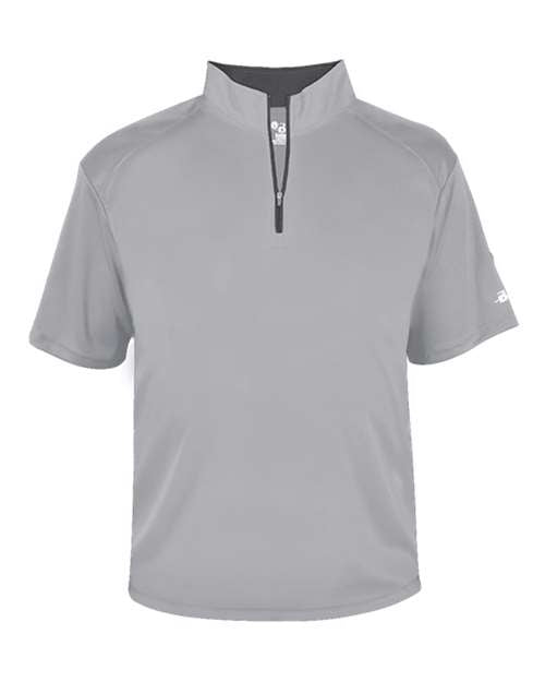 Badger Men's B-Core Short Sleeve Quarter-Zip 4199 - Silver/ Graphite