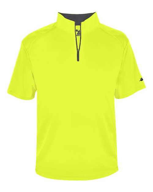 Badger Men's B-Core Short Sleeve Quarter-Zip 4199 - Safety Yellow/ Graphite