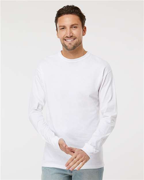 M&O Unisex Gold Soft Touch Long Sleeve T-Shirt 4820 - White