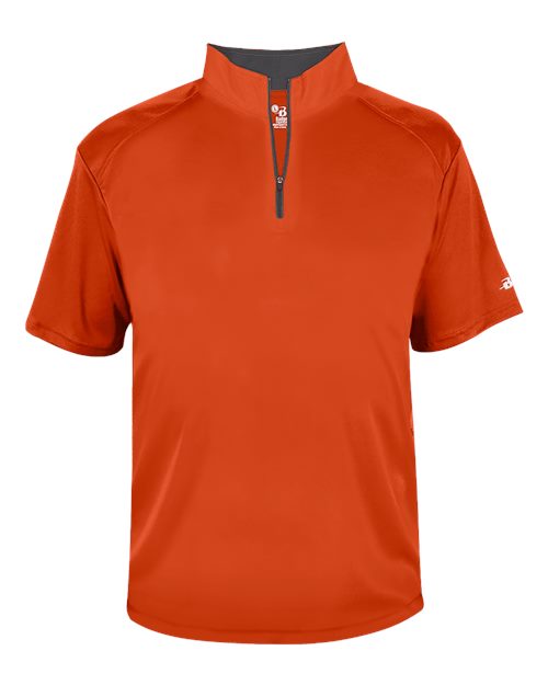 Badger Men's B-Core Short Sleeve Quarter-Zip 4199 - Burnt Orange/ Graphite