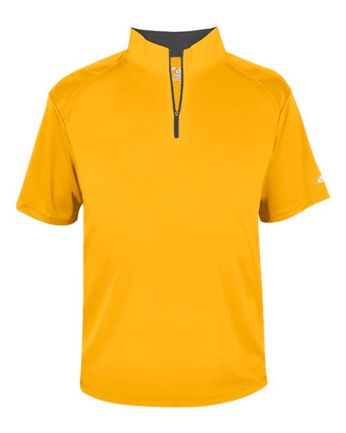 Badger Men's B-Core Short Sleeve Quarter-Zip 4199 - Gold/ Graphite